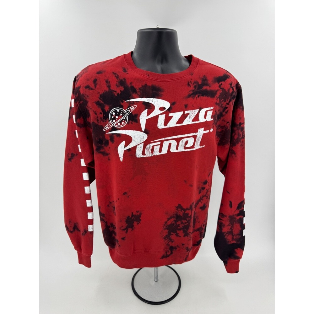 Disney Pizza Planet Sweatshirt Adult Men's Small Red Tie Dye‎ Toy Story